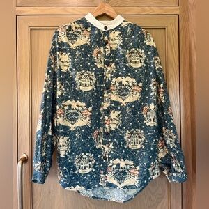 Vintage WAH Maker Liberty Freedom Colonial Americana Button Down Cotton Shirt